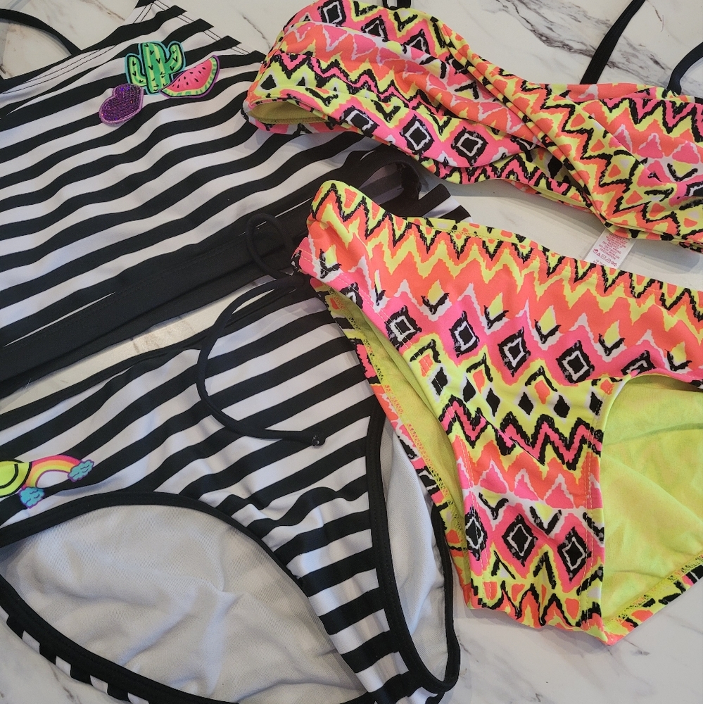 2 girls size 12 Justice bathing suits